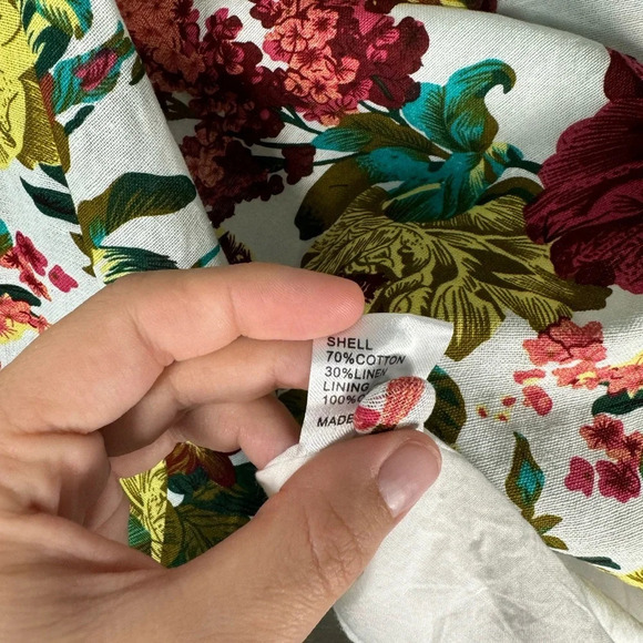 SunnyGirl Mod Floral Button Collared Fit & Flare Dress Linen Blend Size X-Large - Picture 8 of 11